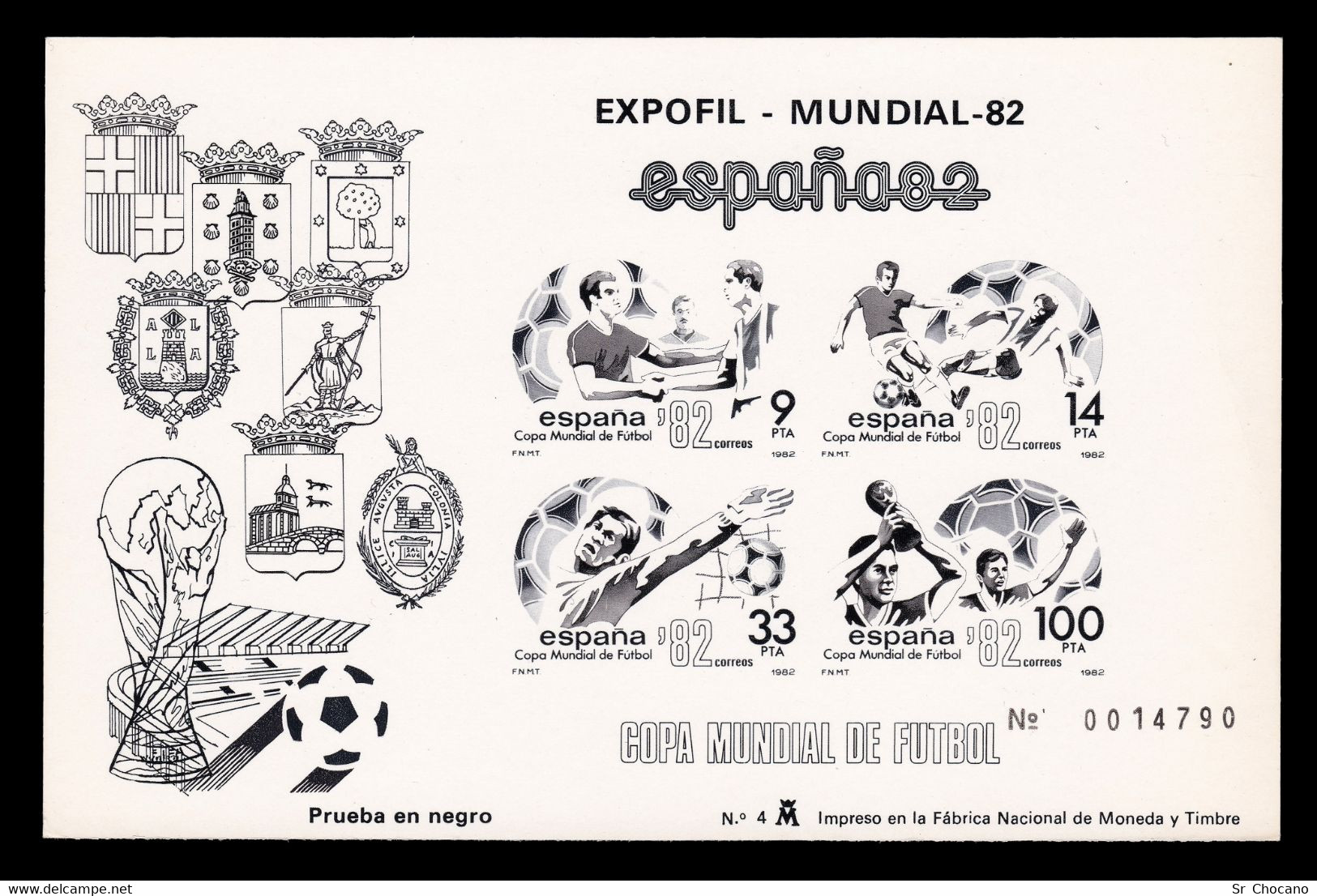 Prueba Oficial.Copa Mundial ESPAÑA 82.MNH.MISMO Nª Edifil 4-5. - Feuillets Souvenir