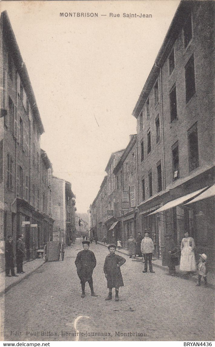 42 - MONTBRISON - LOIRE - RUE SAINT JEAN - ANIMEE - VOIR DEUX SCANS - Montbrison