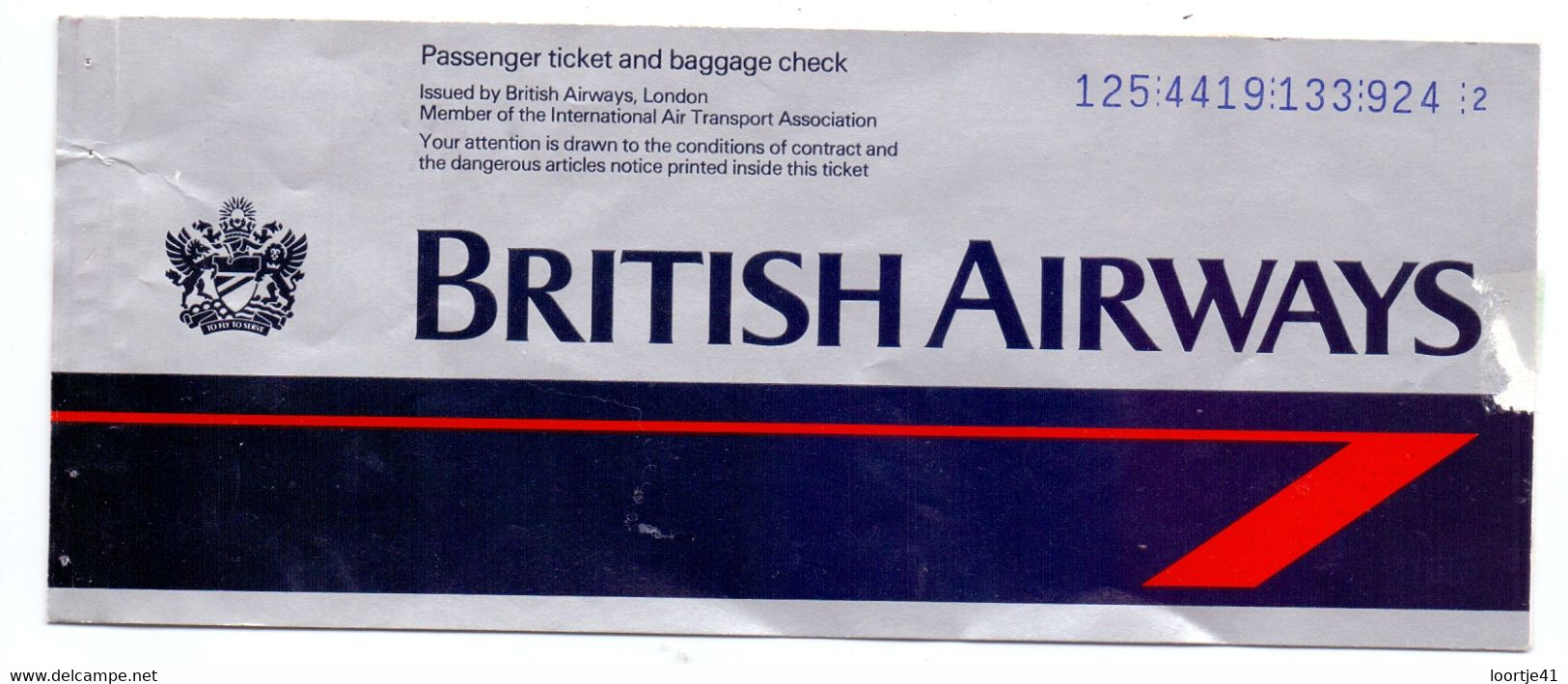 Ticket Luchtvaart Airplane - British Airways - 1988 - Biglietti