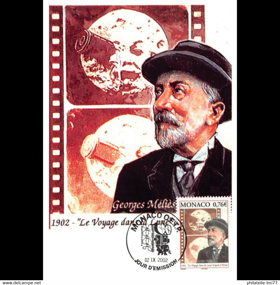 CM CEF - Cinéma, Voyage Dans La Lune De Jules Verne, Oblit 2/9/02 - Maximumkarten (MC)