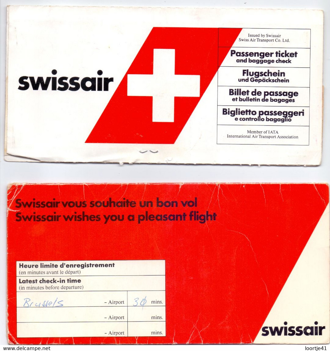 Ticket Luchtvaart Airplane - Swissair - - Tickets