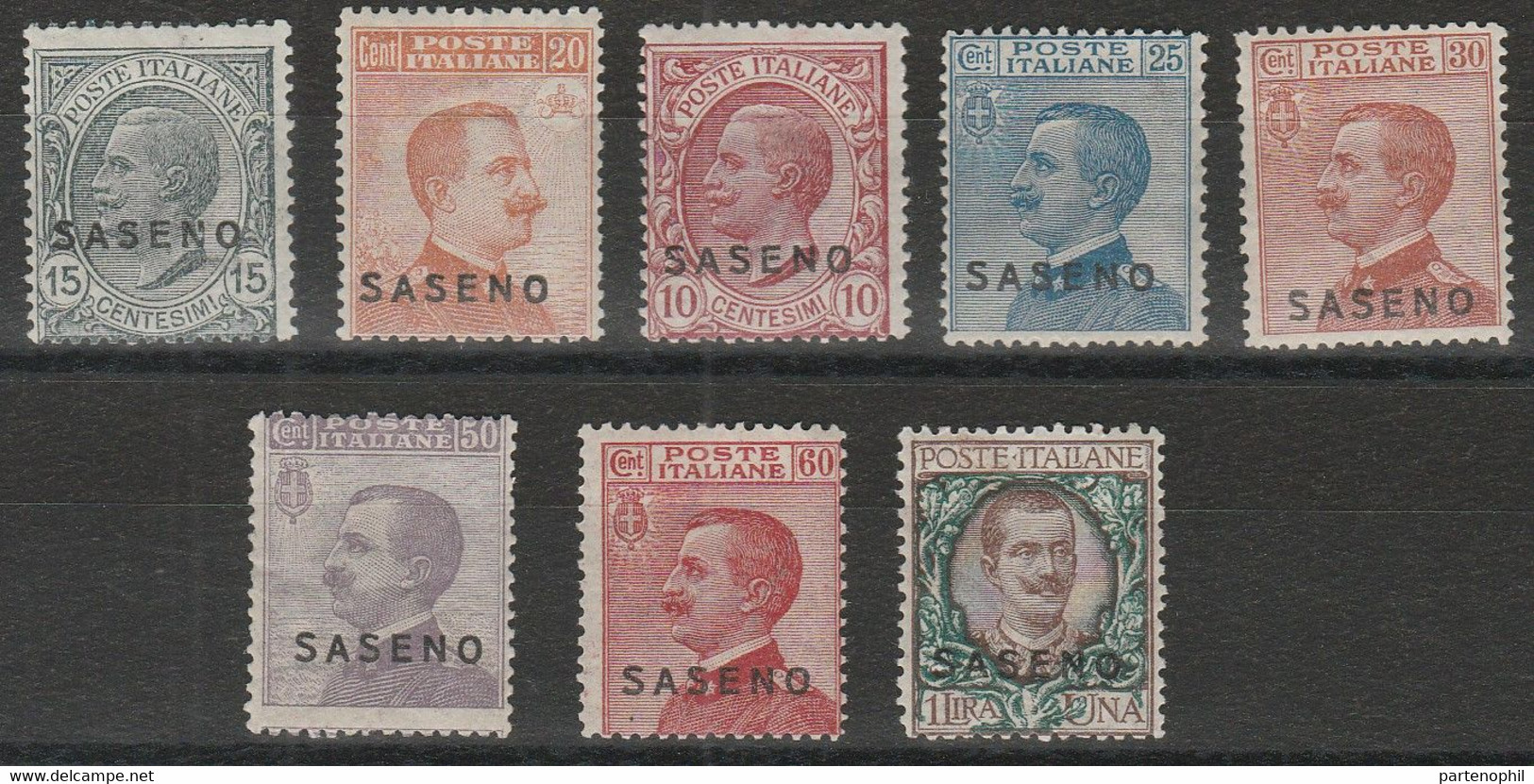 398 Saseno  1923 - F.lli D’Italia Soprastampati N. 1/8. Cat. € 1500,00. MNH - Saseno