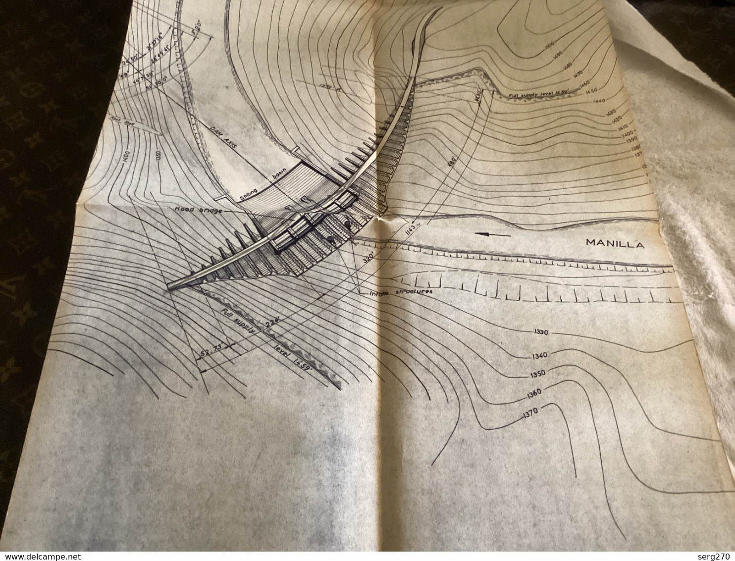 Plan Topographique Dessin  Du Barrage Manille Dam S Dam Site  Australia 1969  MANILLA RIVER DAM - Travaux Publics