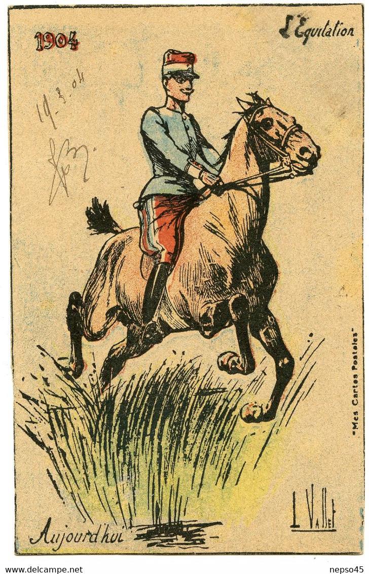 Illustrateur Louis Vallet.l'équitation ( Militaire ).1904. - Vallet, L.