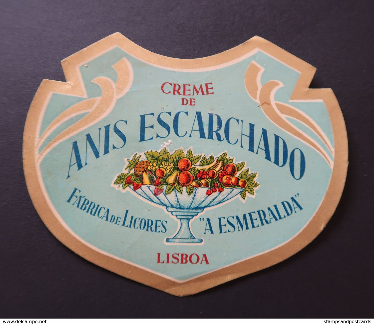 Portugal Etiquette Ancienne Liqueur Crème De Anis Esmeralda Lisboa Label Anise Cream Liquor - Alkohole & Spirituosen