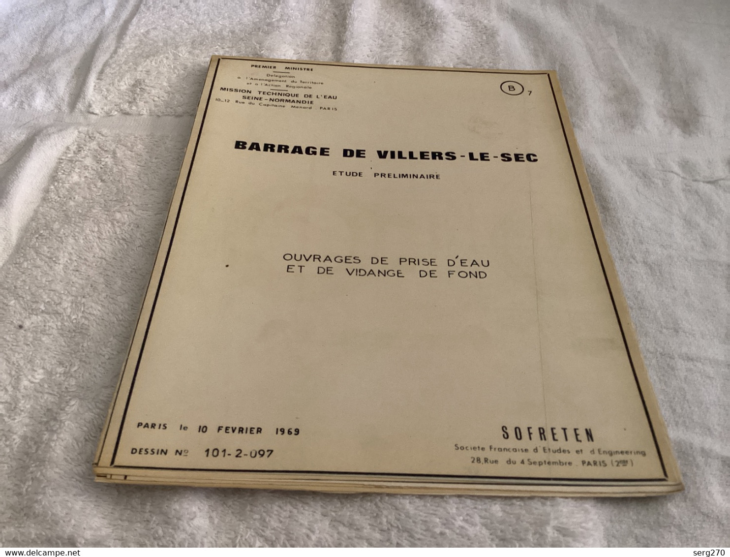 Barrage De Villiers Le Sec  Premier Ministre Délégation à L’aménagement Numéro 7 Ouvrage De Prise D’eau Vidange De Fond - Opere Pubbliche