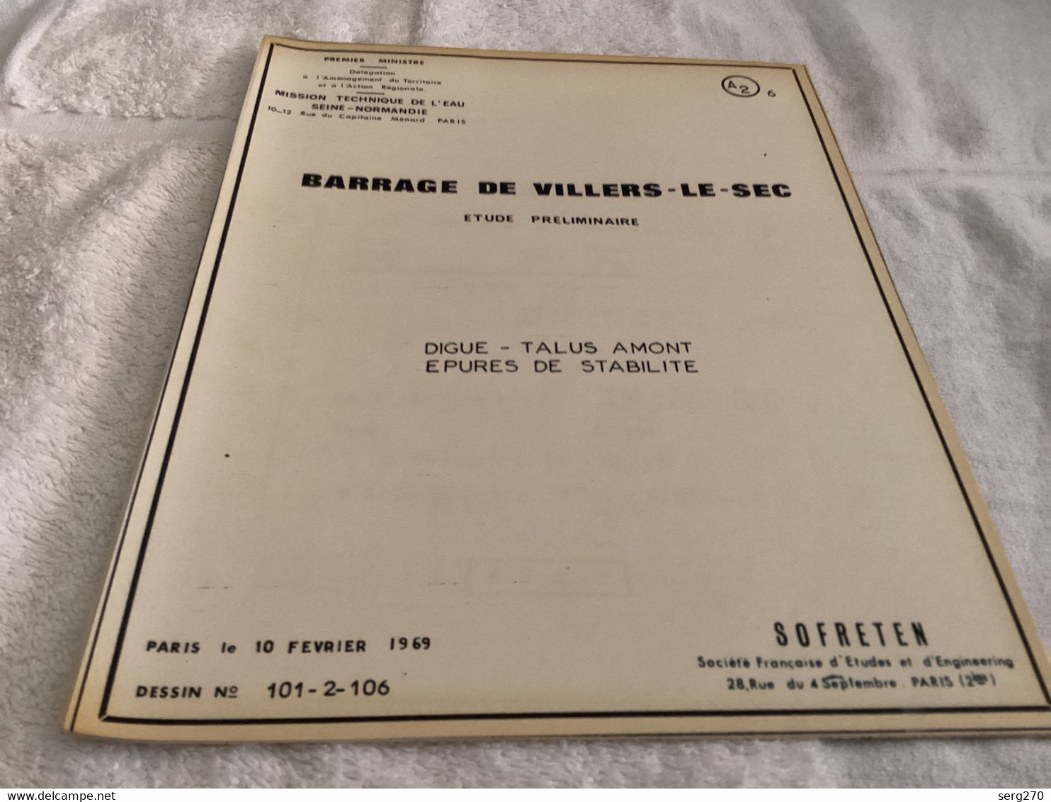 Barrage De Villiers Le Sec Premier Ministre Délégation à L’aménagement 1969 Numéro A2 6 Digue Talus Amont épuré - Travaux Publics