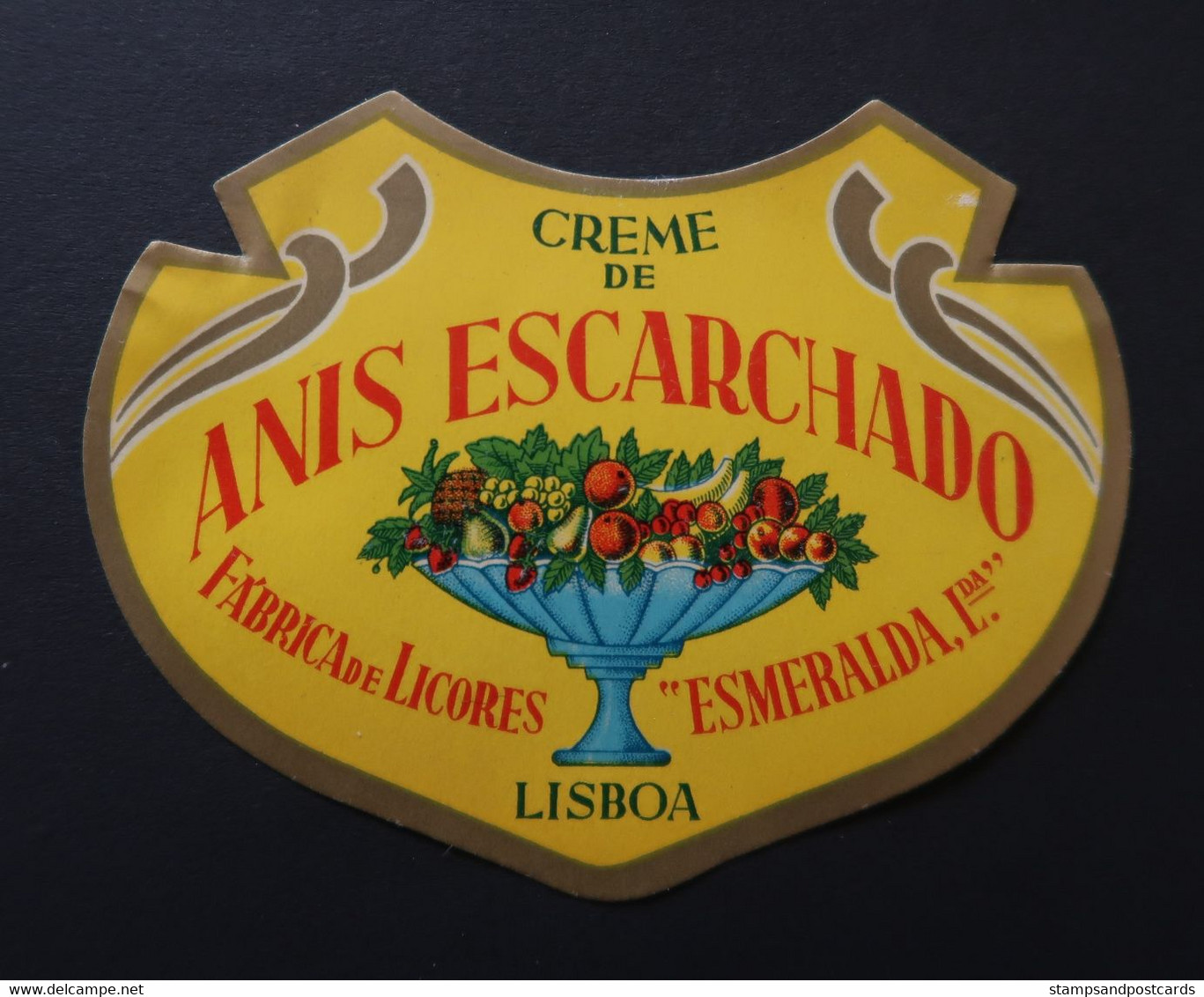 Portugal Etiquette Ancienne Liqueur Crème De Anis Esmeralda Lisboa Label Anise Cream Liquor - Alkohole & Spirituosen