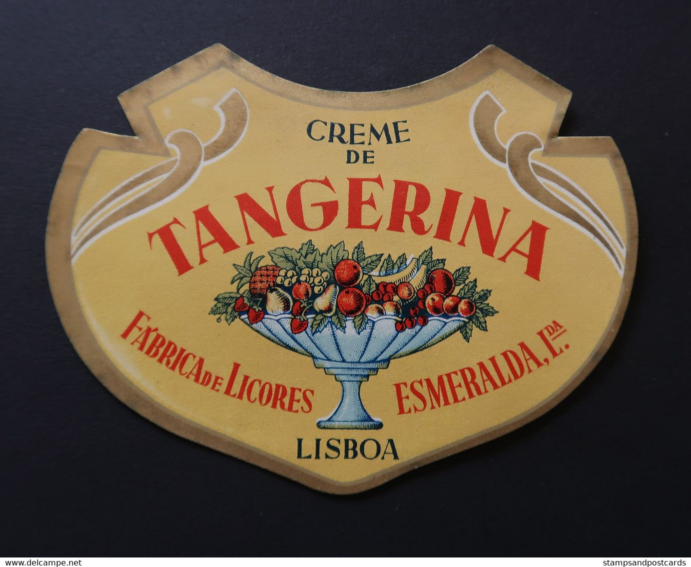 Portugal Etiquette Ancienne Liqueur Crème De Mandarine Esmeralda Lisboa Label Tangerine Cream Liquor - Alkohole & Spirituosen