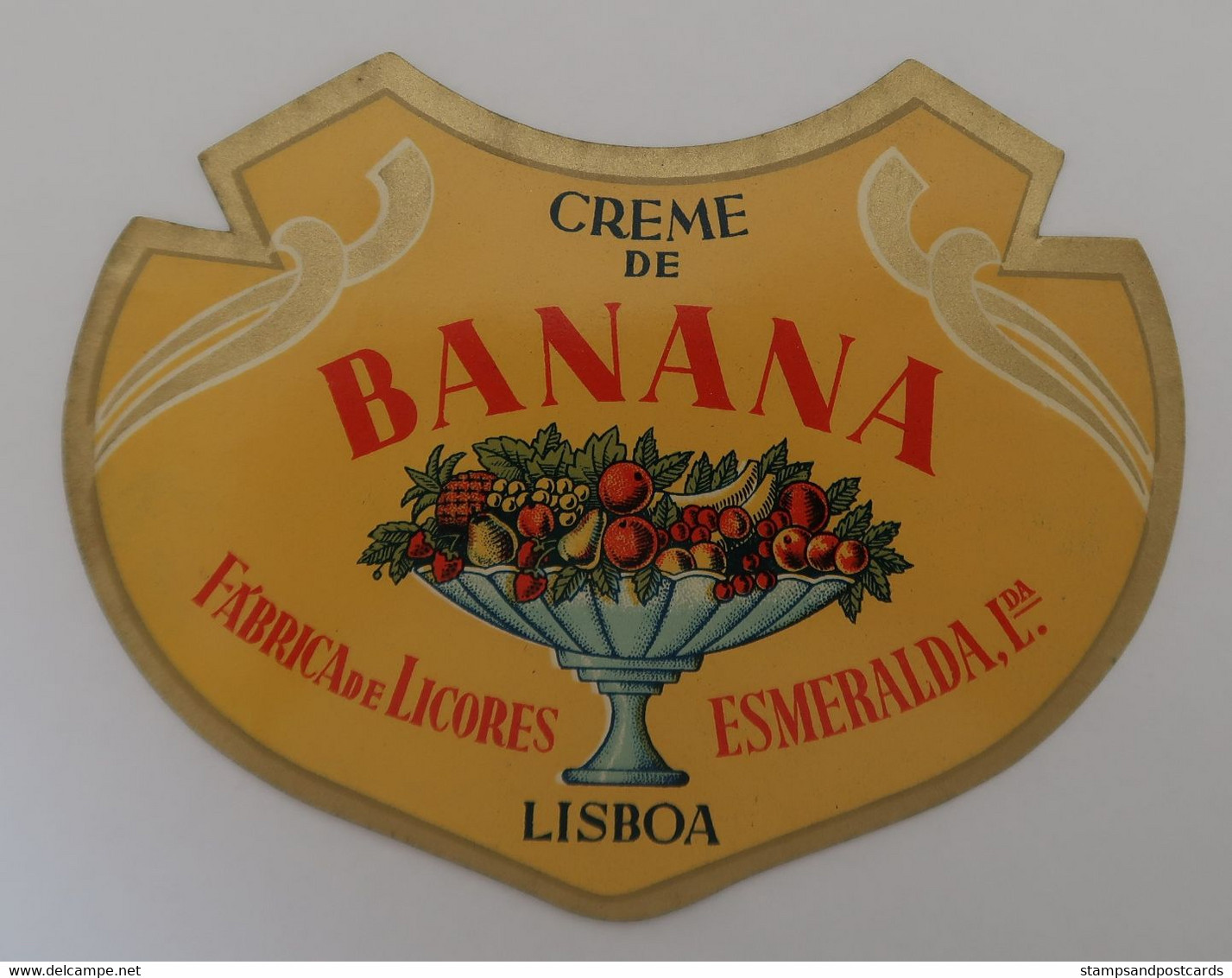 Portugal Etiquette Ancienne Liqueur Crème De Banane Esmeralda Lisboa Label Banana Cream Liquor - Alcohols & Spirits