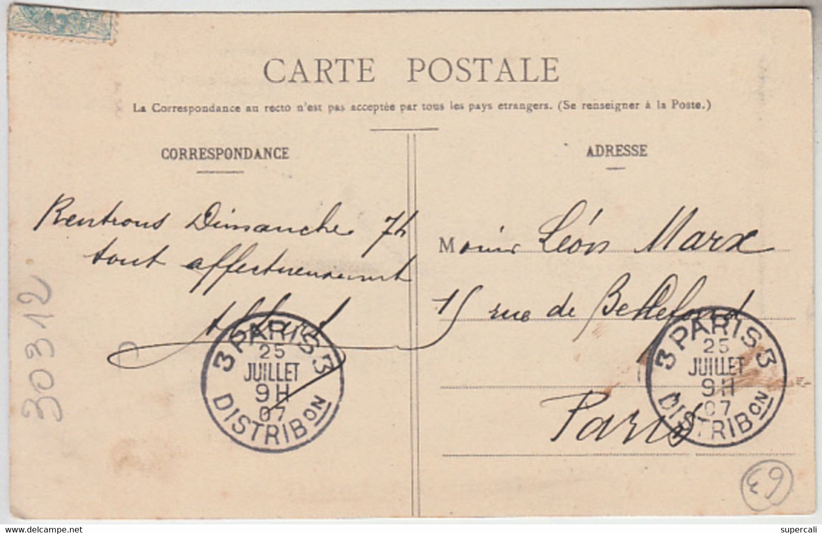 RT30.312    MANZAT.LE  MARCHE AUX CHEVEUX.CACHET CONVOYEUR.N° 223 Lib.BOUGE- BEAL CLERMONT-FERRAND. - Manzat