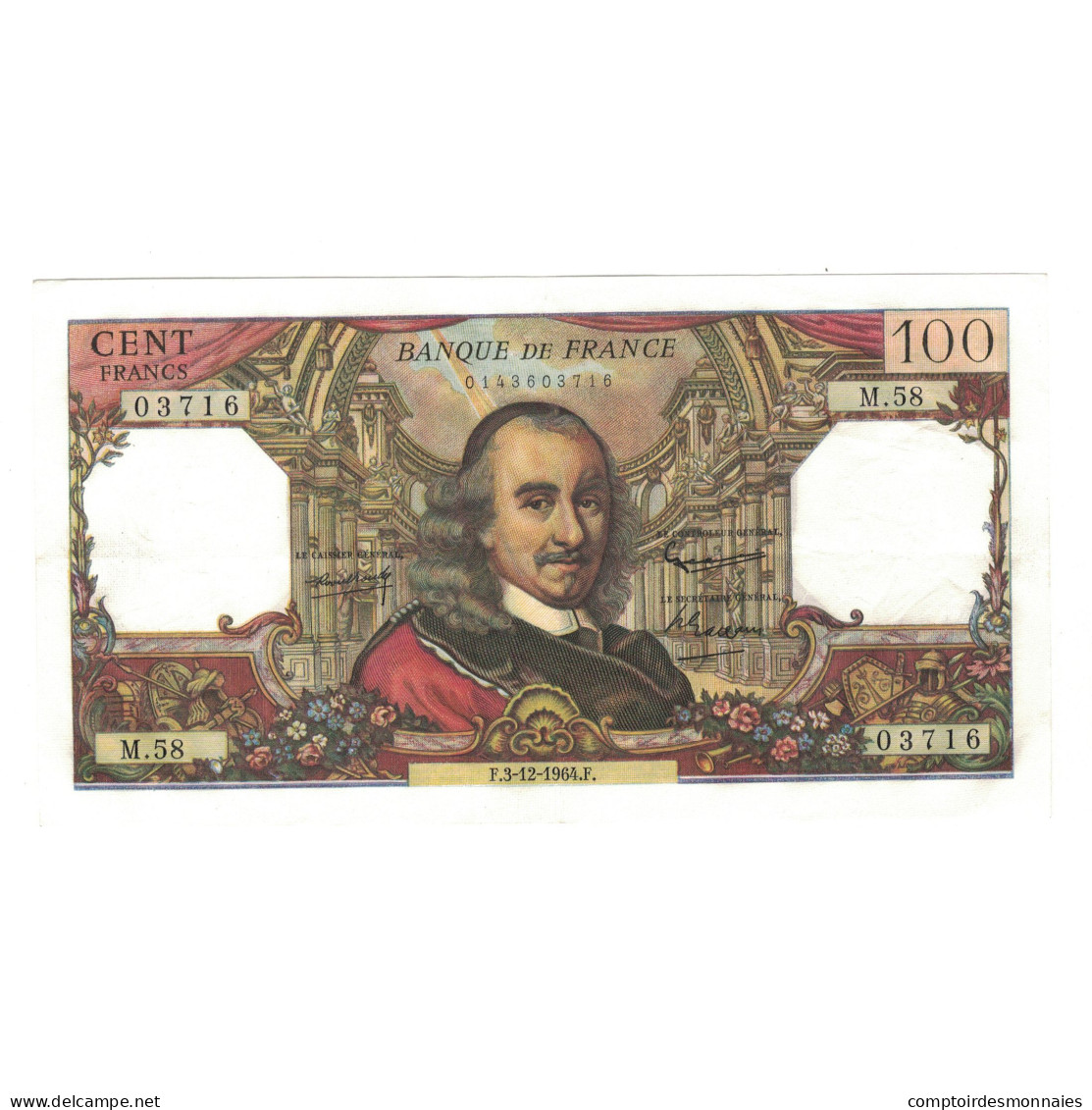 France, 100 Francs, 1964, M.58, TTB+, Fayette:65.5, KM:149a - 100 F 1964-1979 ''Corneille''