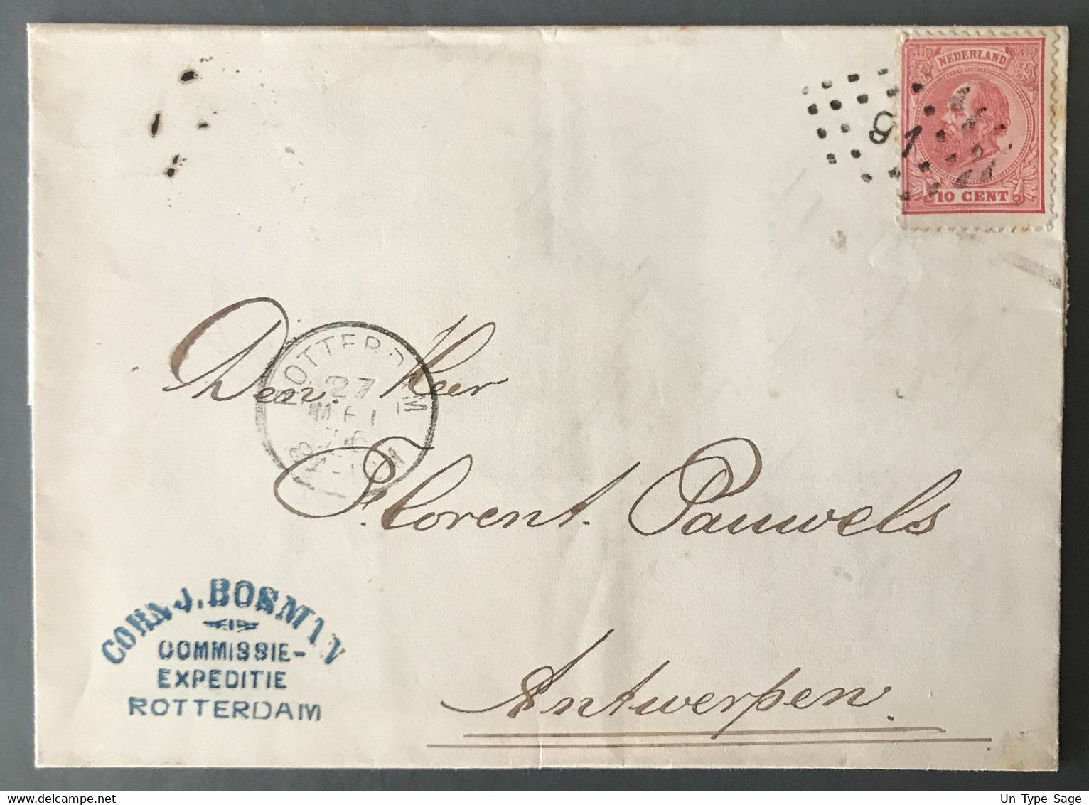 Pays-Bas, TAD ROTTERDAM 21.5.1875 Sur Enveloppe Pour Anvers, Belgique - (C1816) - Storia Postale