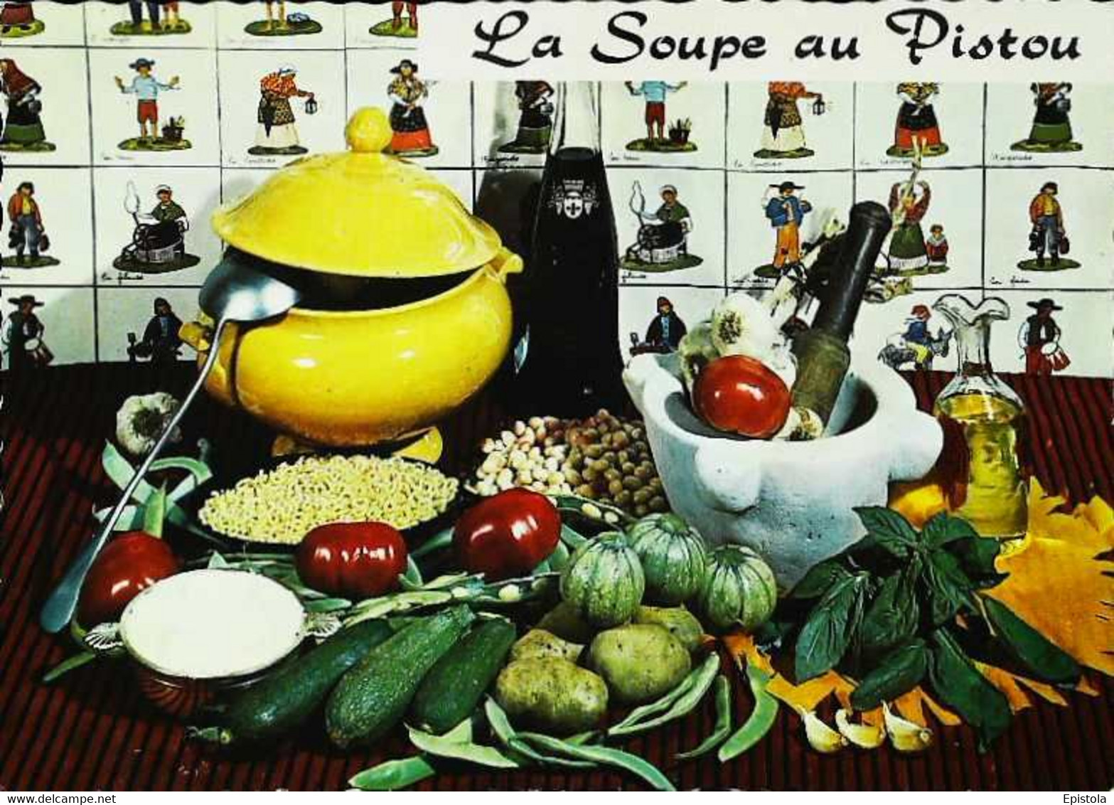 ►  CPSM Recette  Soupe Au Pistou Ail Basilic Mortier - Recettes (cuisine)