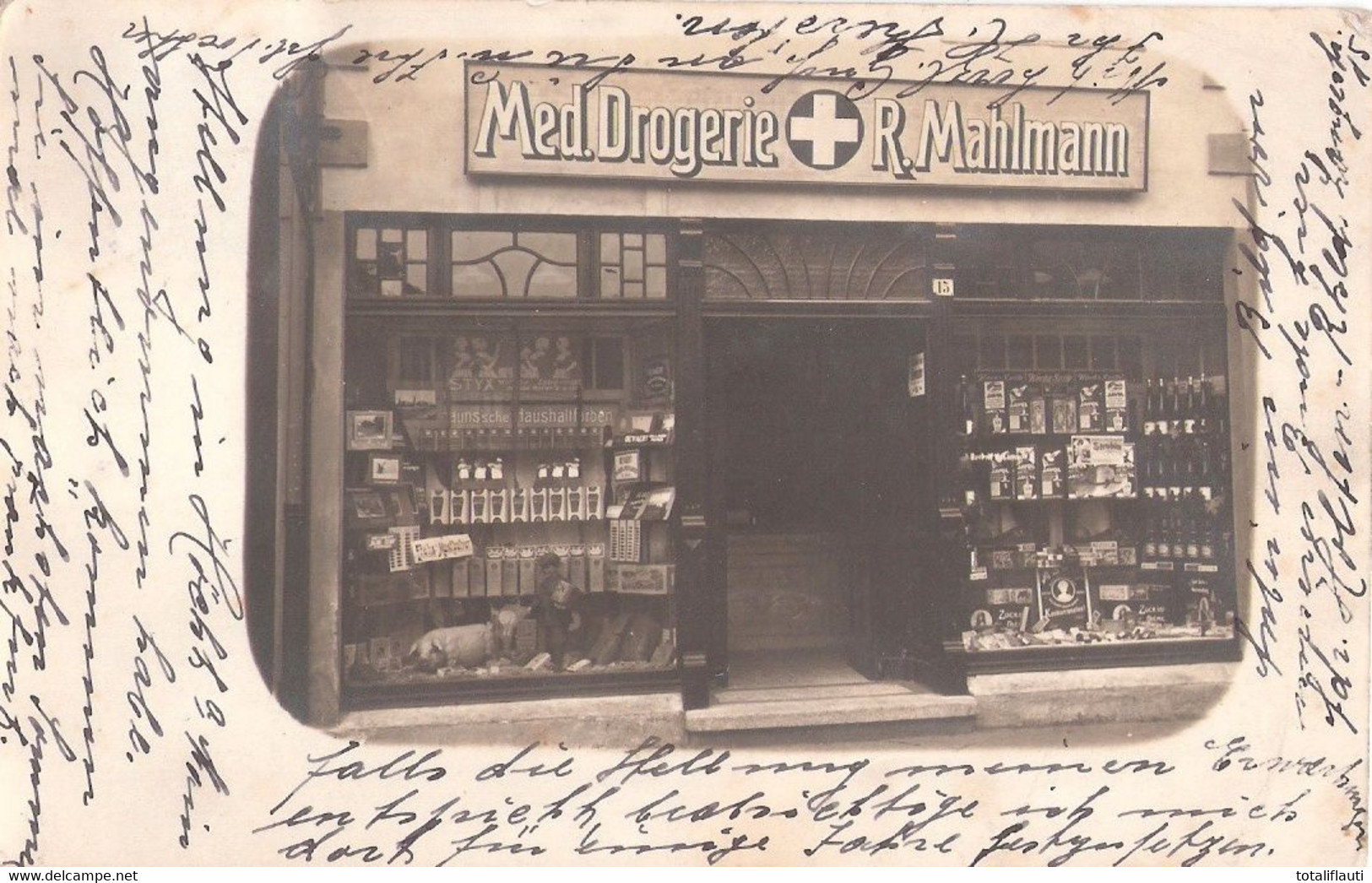 HOLTEN Oberhausen Medizinische Drogerie R Mahlmann Original Private Fotokarte Passepartout Gelaufen 15.12.1910 Perfin - Oberhausen