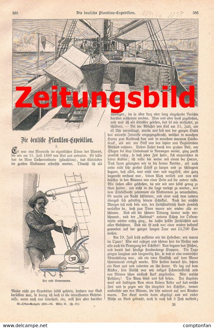 A102 1127 Victor Hensen Plankton-Expedition Forschungsreise Artikel / Bilder 1889 !! - Otros & Sin Clasificación
