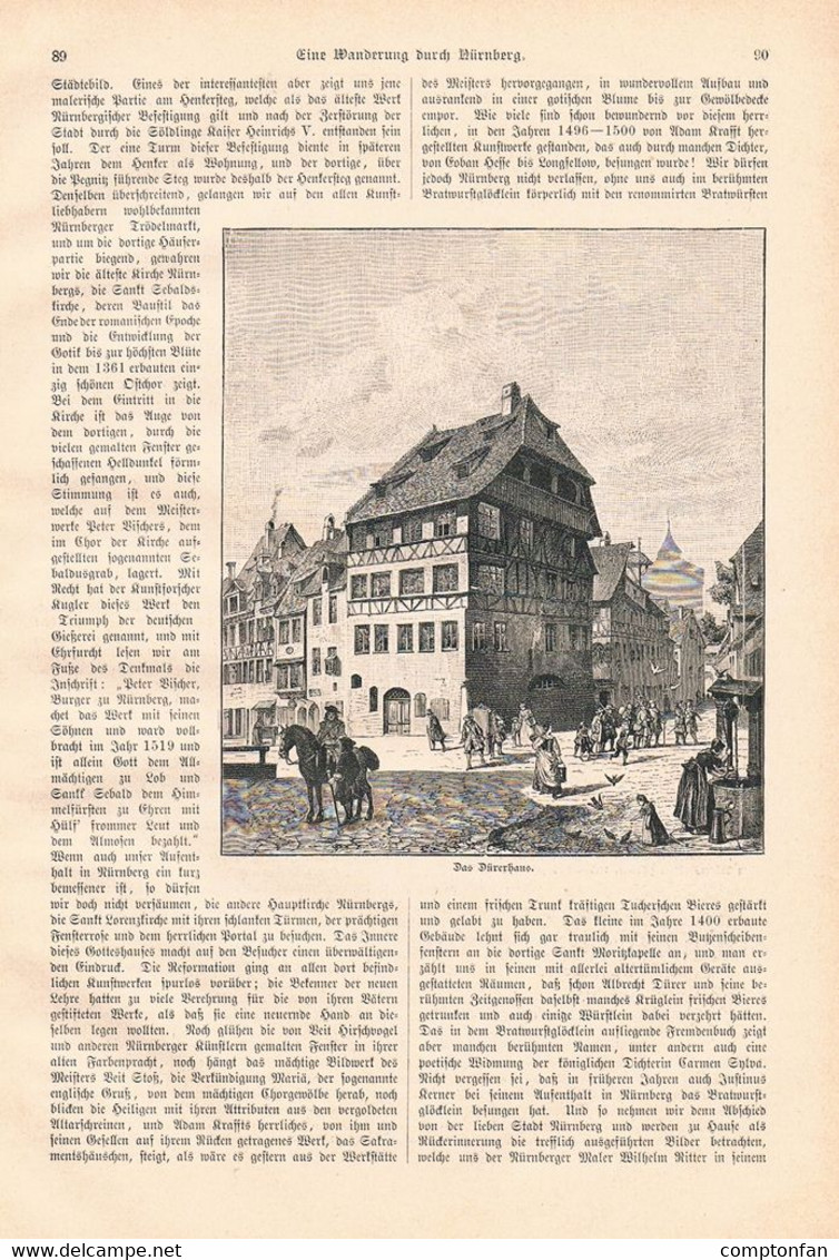 A102 1138 Schüßler Wanderung Durch Nürnberg Dürerhaus Artikel / Bilder 1889 !! - Autres & Non Classés