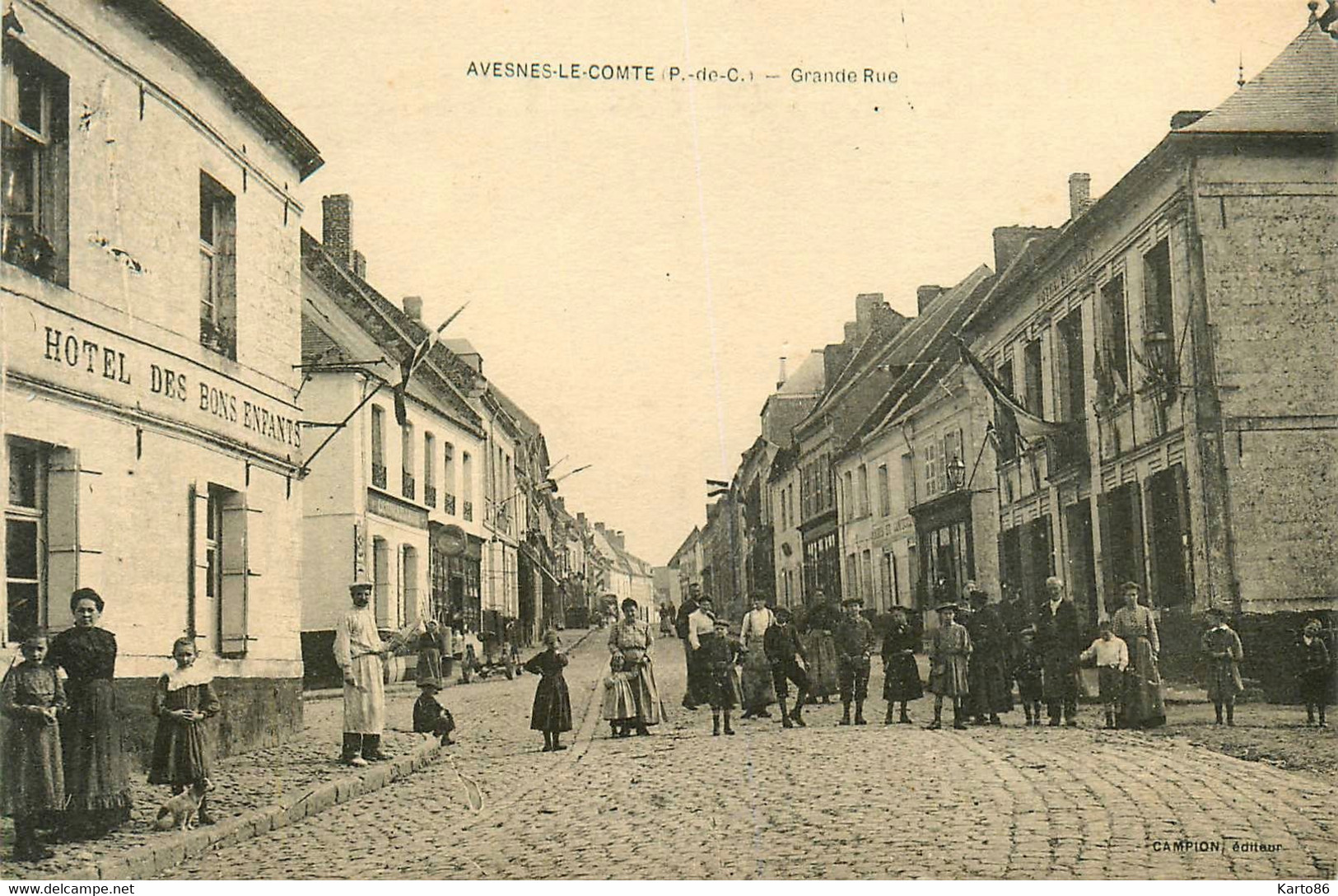 Avesnes Le Comte * La Grande Rue * Hôtel Des Bons Enfants * Villageois - Avesnes Le Comte