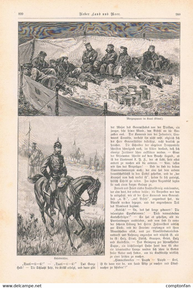 A102 1146 Wald-Zedtwitz Fröhlicher Krieg Manöver Soldatenleben Artikel / Bilder 1893 !! - Police & Militaire