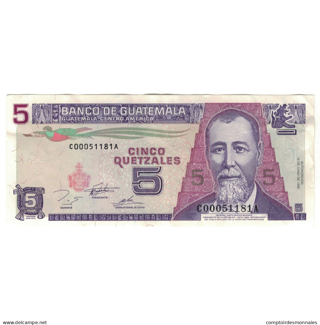 Billet, Guatemala, 5 Quetzales, 1995, 1995-06-16, KM:88a, SUP - Guatemala