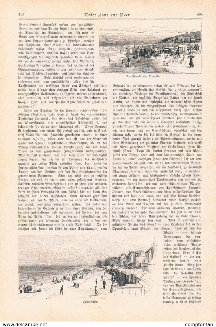 A102 1151 Eugen Von Jagow Frankreich Baseorte Trouville Étretat Artikel / Bilder 1892 !! - Autres & Non Classés