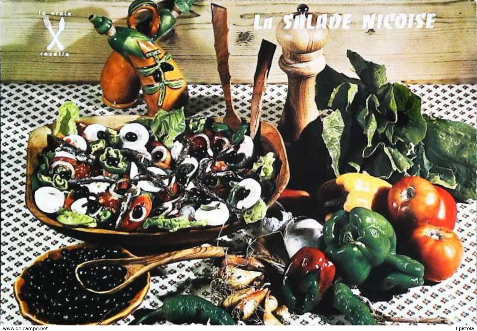 ►  CPSM Recette  Salade Niçoise - Recettes (cuisine)