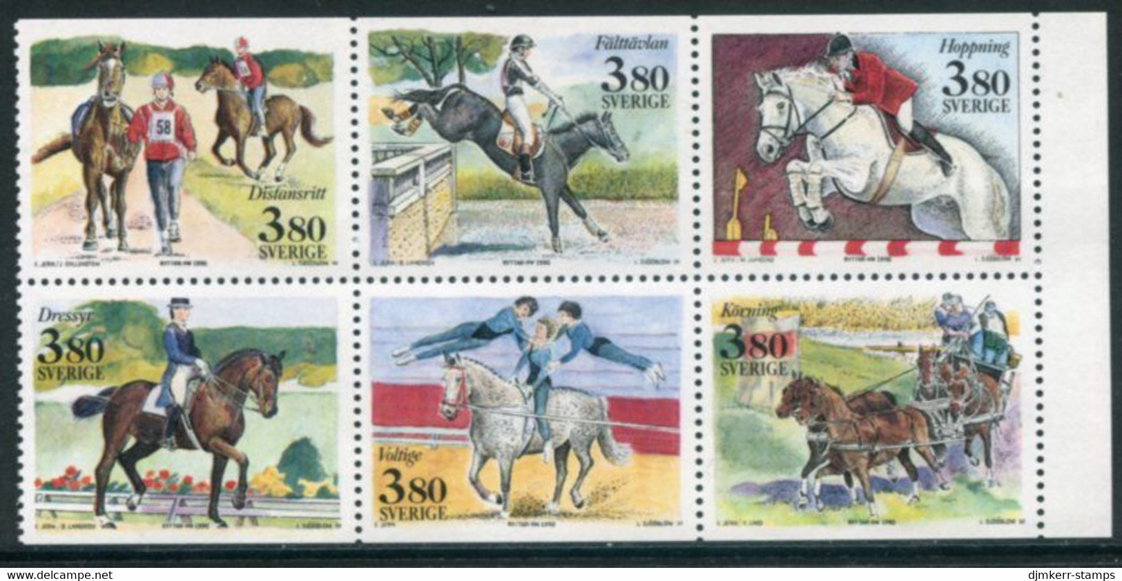 SWEDEN 1990 World Equestrian Games MNH / **.   Michel 1601-06 - Unused Stamps