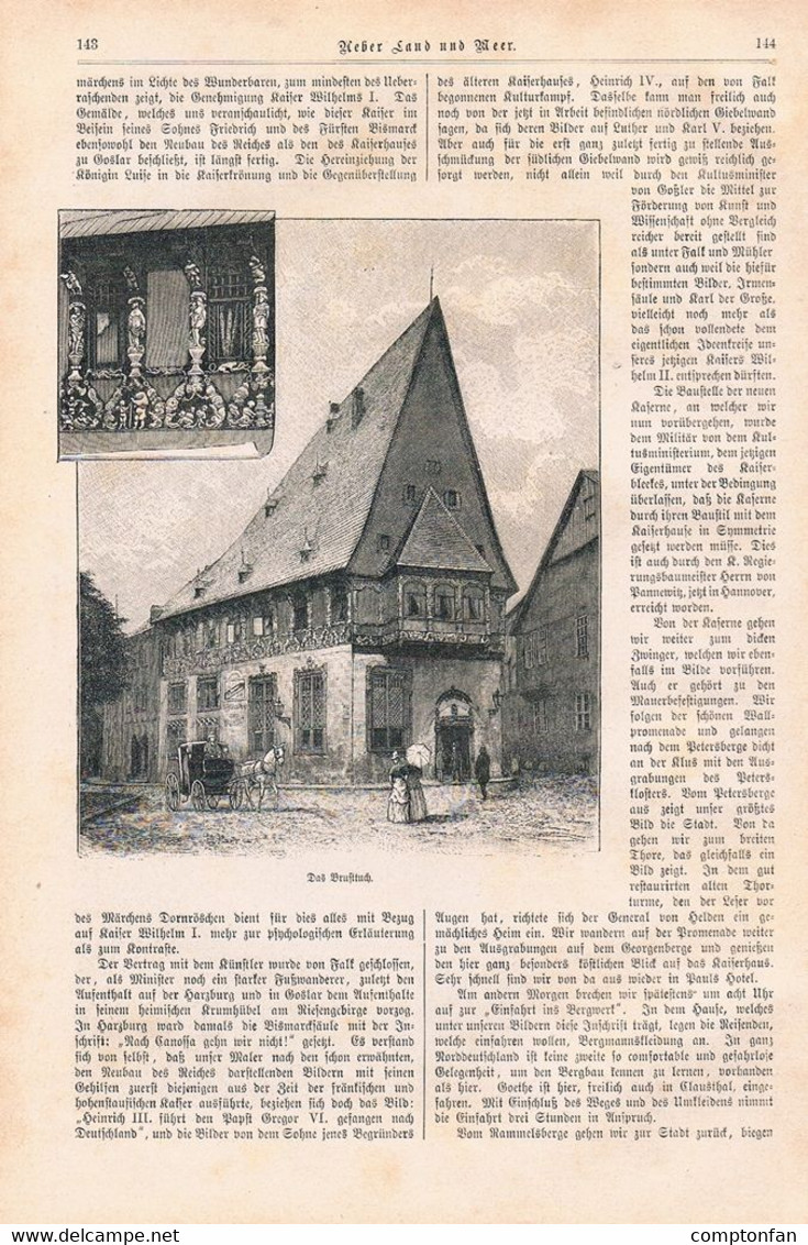 A102 1160 Goslar Kaiserworth Erzbergwerk Rammelsberg Harz Artikel / Bilder 1892 !! - Autres & Non Classés