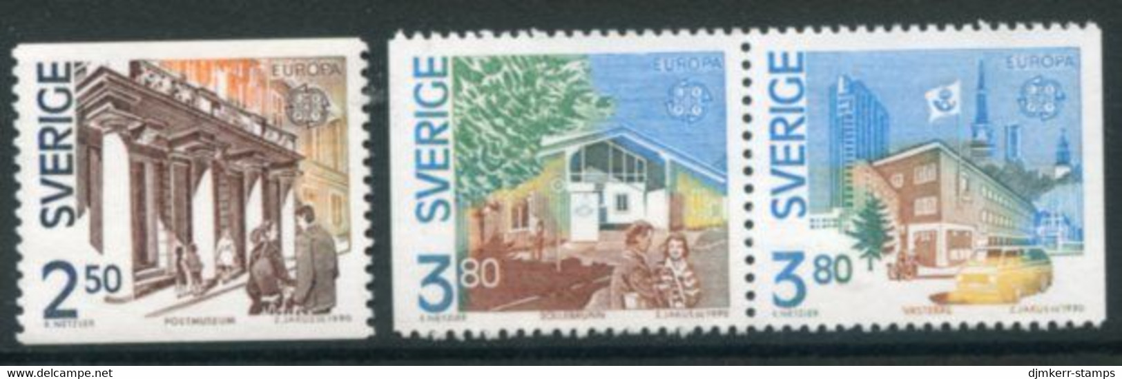 SWEDEN 1990 Europa: Postal Buildings MNH / **. Michel 1589-91 - Gebraucht