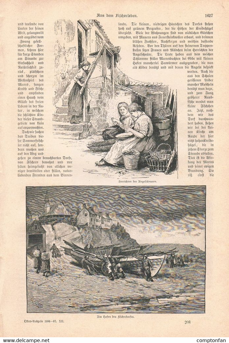 1166 Karl Kollbach Fischer Fischerei Fischfang Artikel / Bilder 1887 !! - Andere & Zonder Classificatie