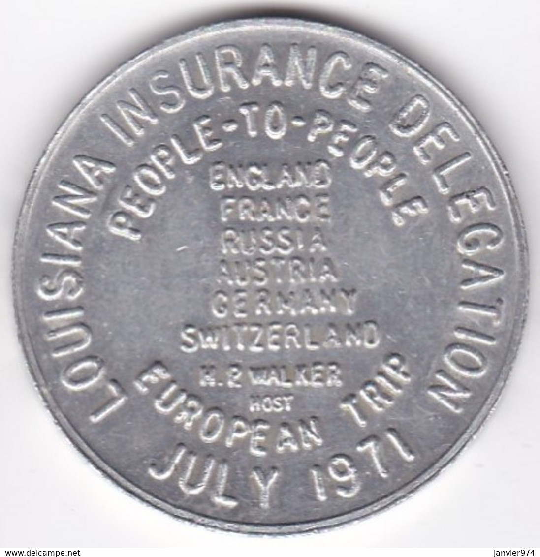 Etats Unis Jeton State Louisiana USA Insurance Delegation July 1971, En Aluminium - Firmen