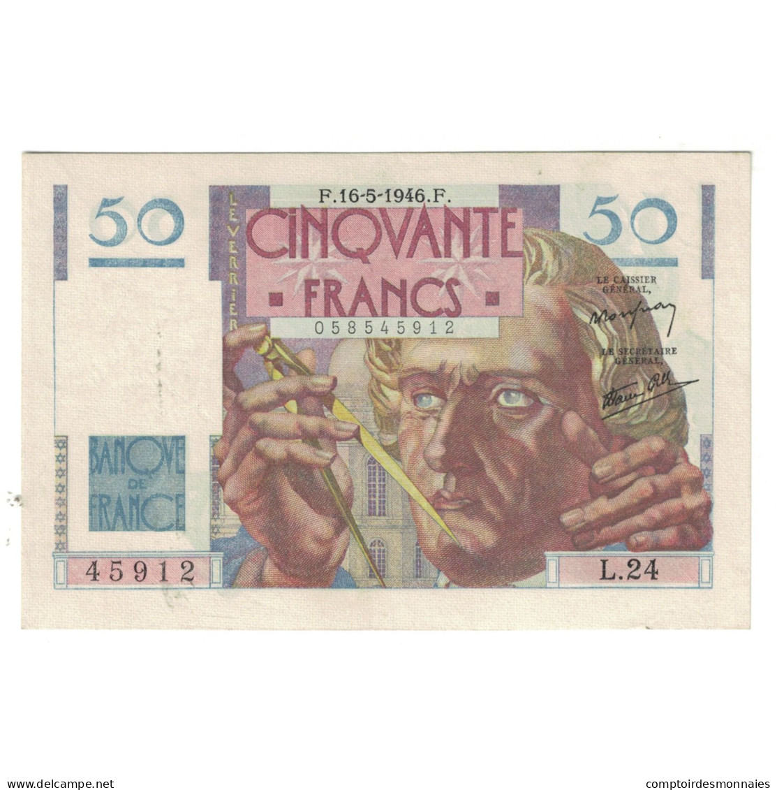 France, 50 Francs, Le Verrier, 1946, L.24, SUP, Fayette:20.4, KM:127a - 50 F 1946-1951 ''Le Verrier''