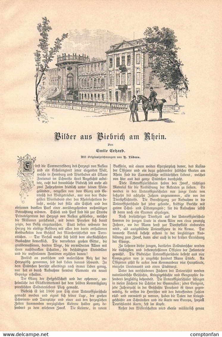 A102 1174 Biebrich Am Rhein Militär Unteroffizierschule Artikel / Bilder 1889 !! - Police & Military