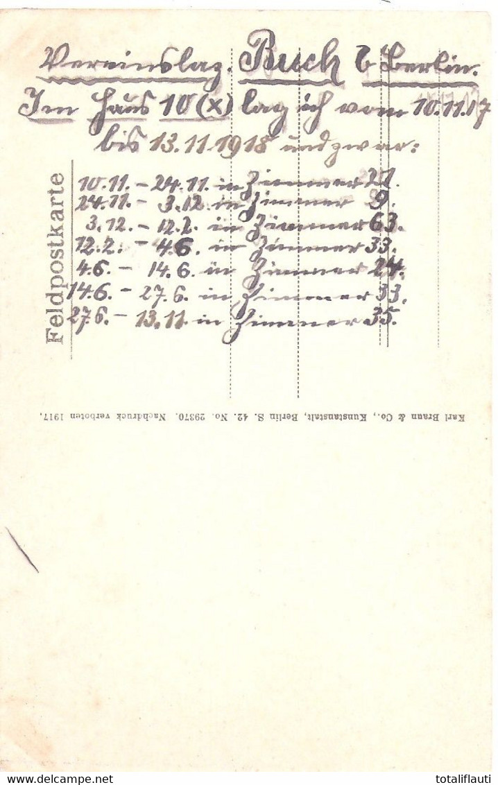 Gruß Aus BUCH I Berlin Lazarett Eisernes Kreuz Belebt Rückseitig Handschriftlich Belegungsplan Des Patienten 1917/18 Ung - Buch