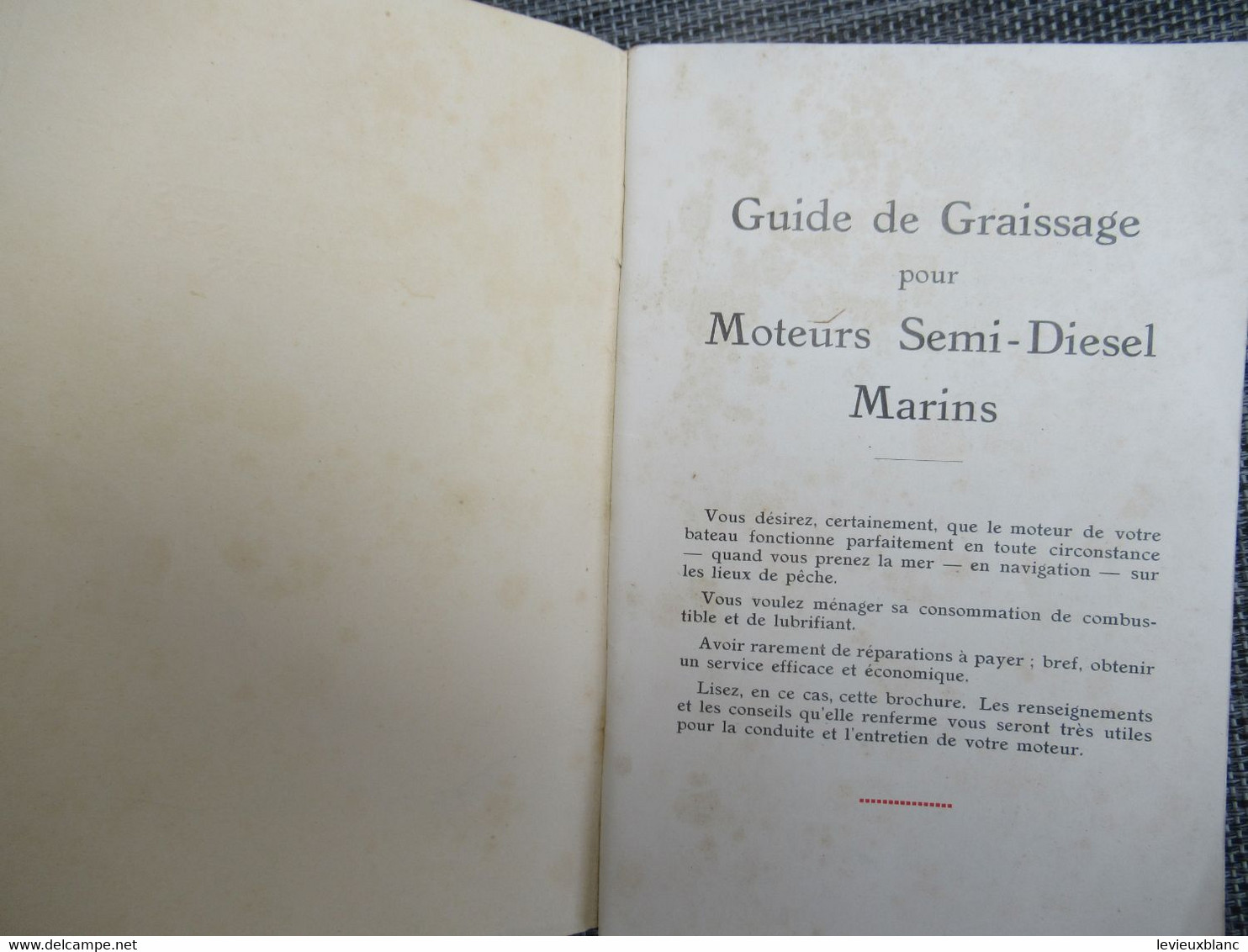 Guide De Graissage  MOTEURS SEMI-DIESEL MARINS/Vacuum Oil Company/ Paris/GARGOYLE/Vers 1925-1930       MAR108 - Boats