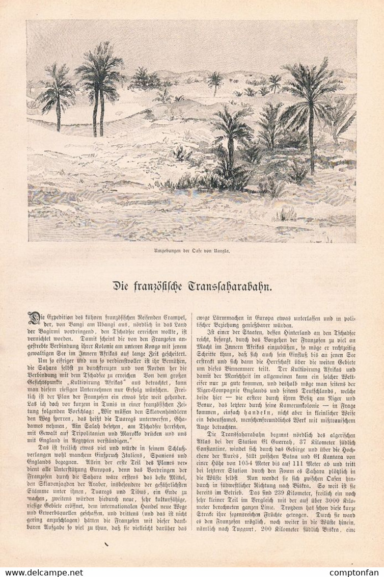 A102 1179 Transsahara-Bahn Chemin De Fer Transsaharien Artikel / Bilder 1892 !! - Ferrocarril