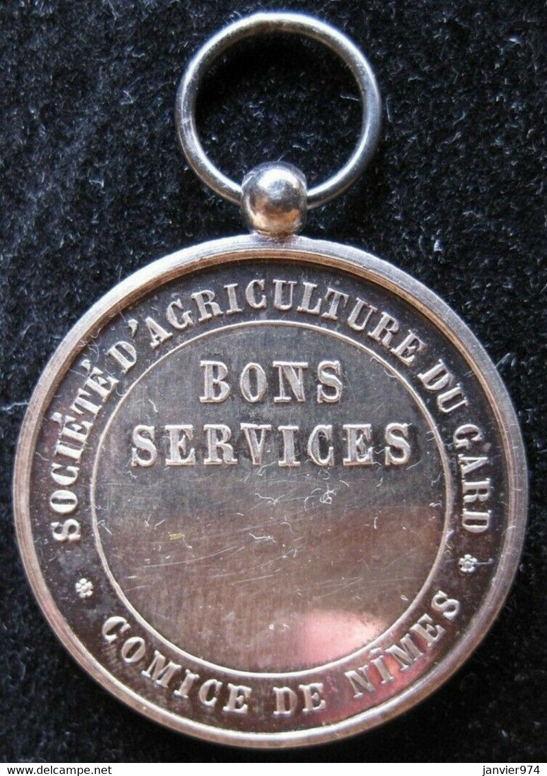Médaille Argent. Société D’Agriculture Du Gard. Comice De Nimes, Fautée Erreur, Par Delongueil - Professionals / Firms