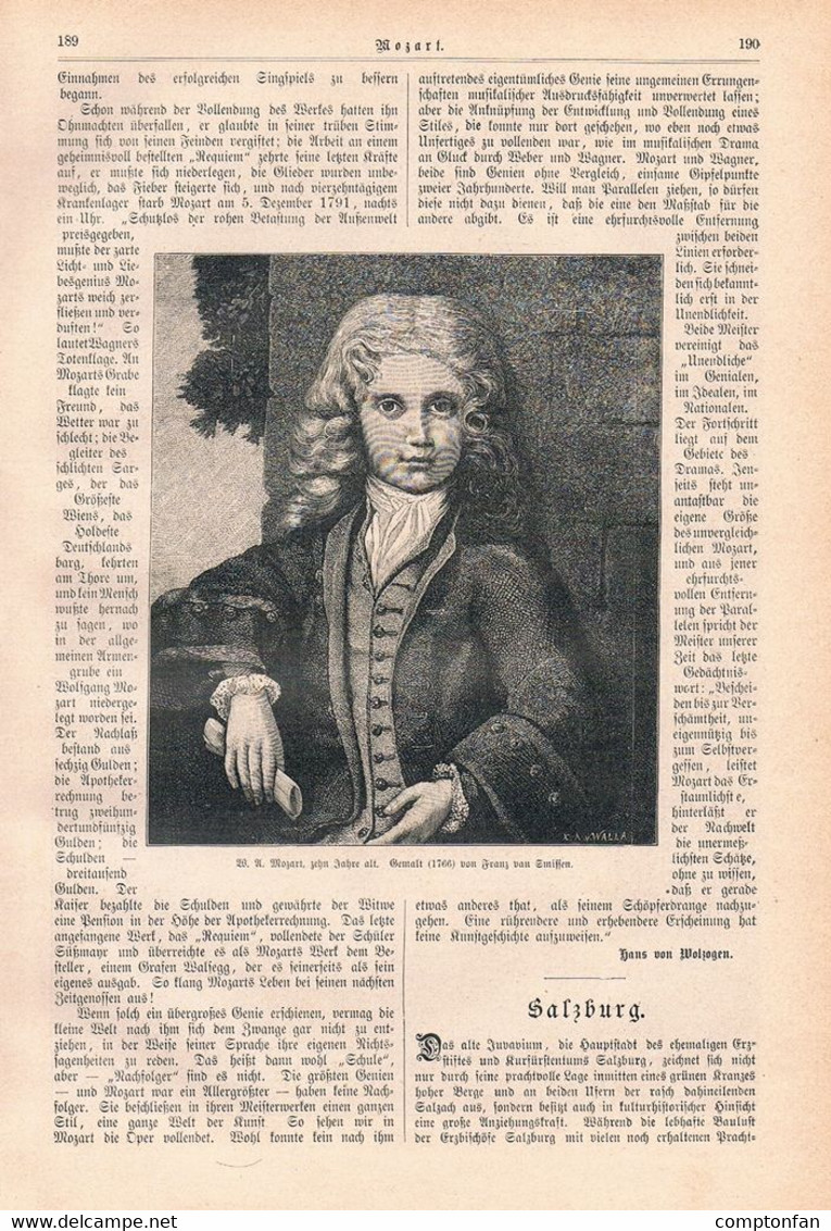 a102 1185 Mozart 100 Jahre Salzburg Zauberflötenhäuschen Artikel / Bilder 1892 !!