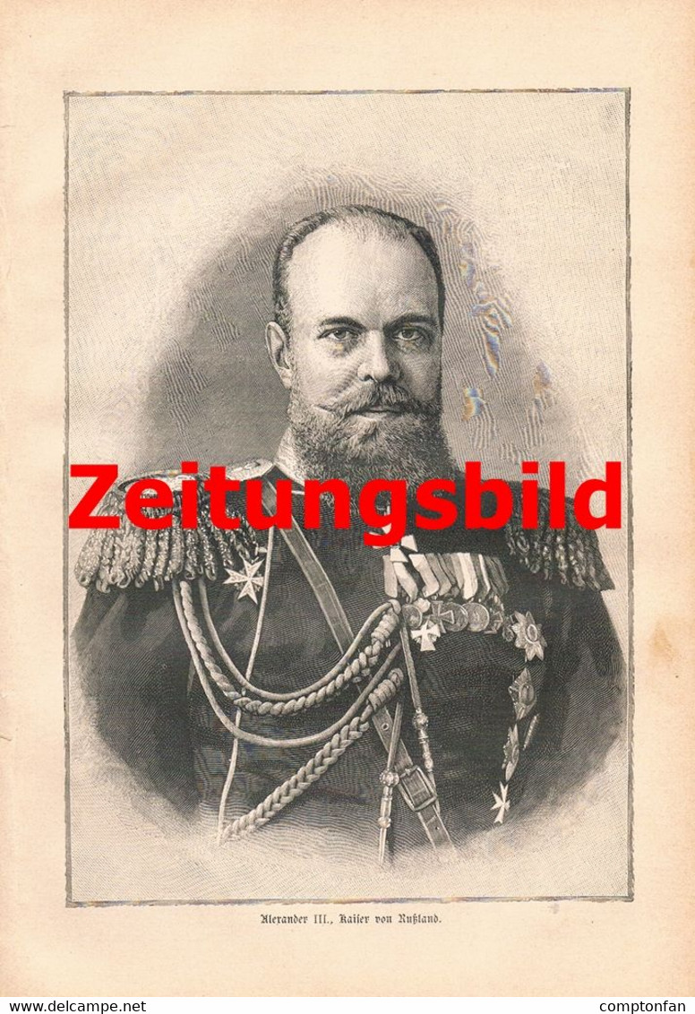 A102 1190 Kaiser Alexander Und Kaiserin Von Russland Artikel / Bilder 1888 !! - Hedendaagse Politiek