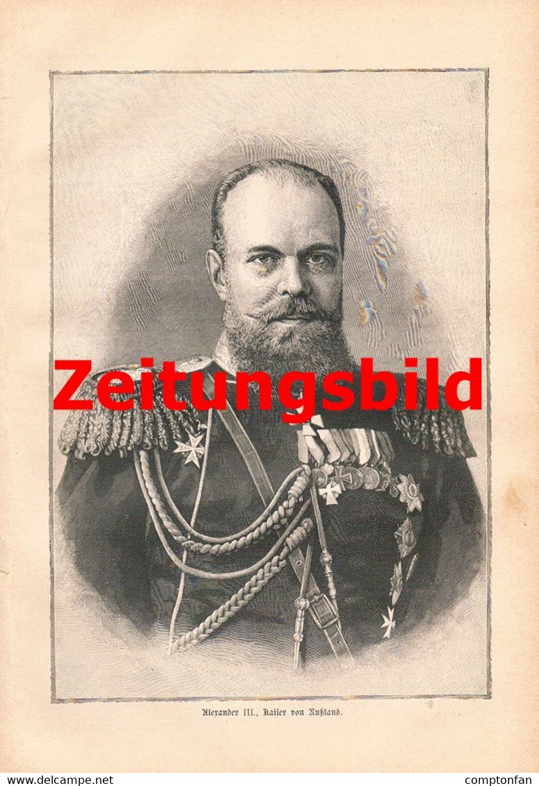 A102 1190 Kaiser Alexander Und Kaiserin Von Russland Artikel / Bilder 1888 !! - Politik & Zeitgeschichte
