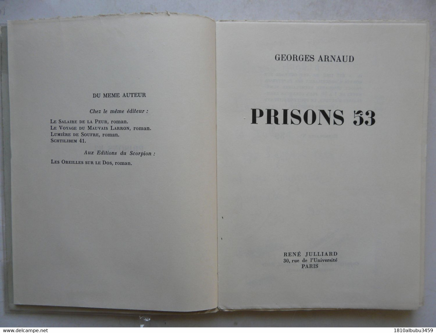 EDITION ORIGINALE NUMEROTEE N° 39 - Georges ARNAUD : PRISONS 53 - Soziologie