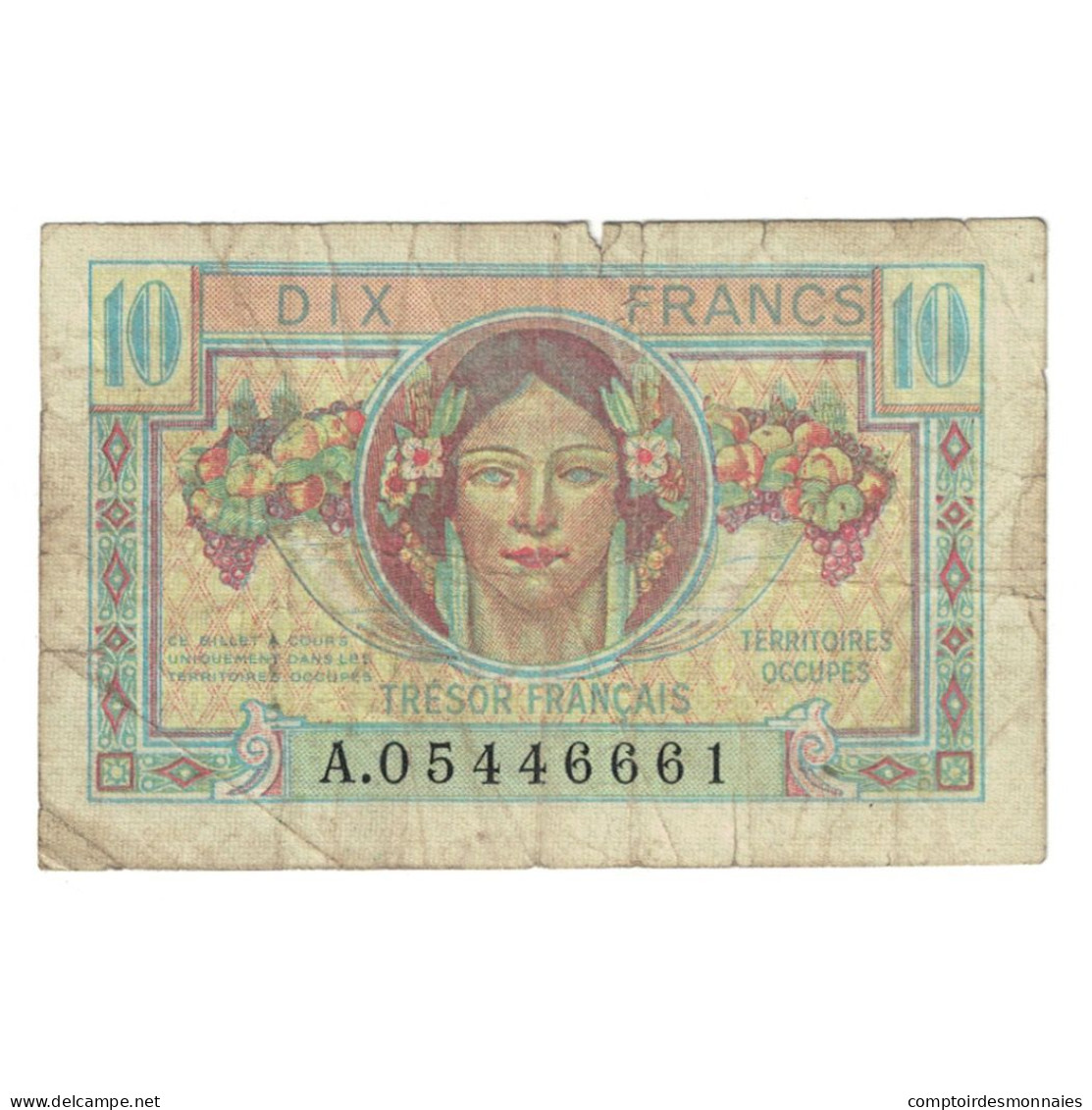 France, 10 Francs, 1947 Trésor Français, 1947, A.05446661, TB, Fayette:VF30.1 - 1947 Staatskasse Frankreich