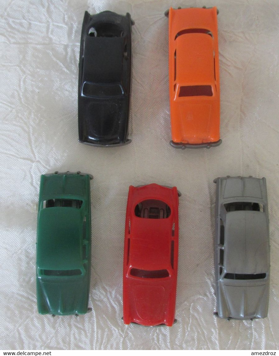 5 Voitures Miniatures En Plastique - Publicité Cadum Pax (4) Sunbeam-Rapier GB-Alfa-Roméo Julietta - Fiat 1200 N - Werbemodelle - Alle Marken