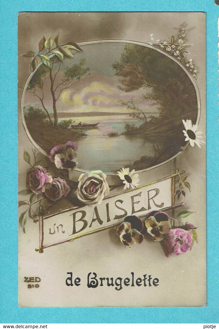 * Brugelette (Hainaut - La Wallonie) * (ZED 510) Un Baiser De Brugelette, Fantaisie, Fleurs, Roses, étang, Old, Rare - Brugelette