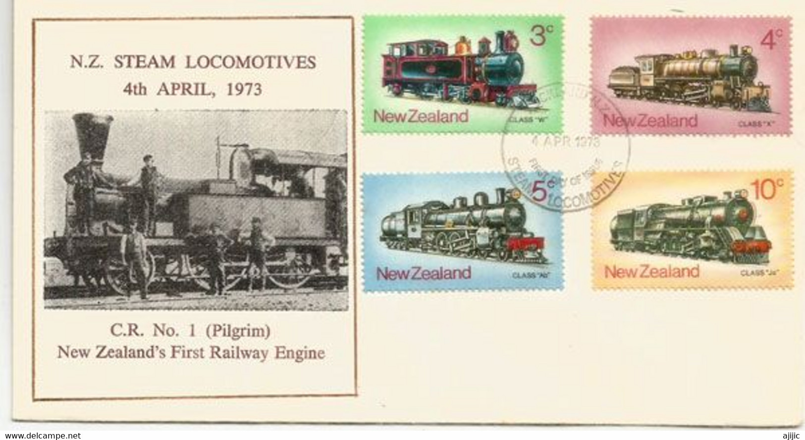 Locomotives à Vapeur Néo-Zélandaises.  FDC Auckland 1973 - Covers & Documents