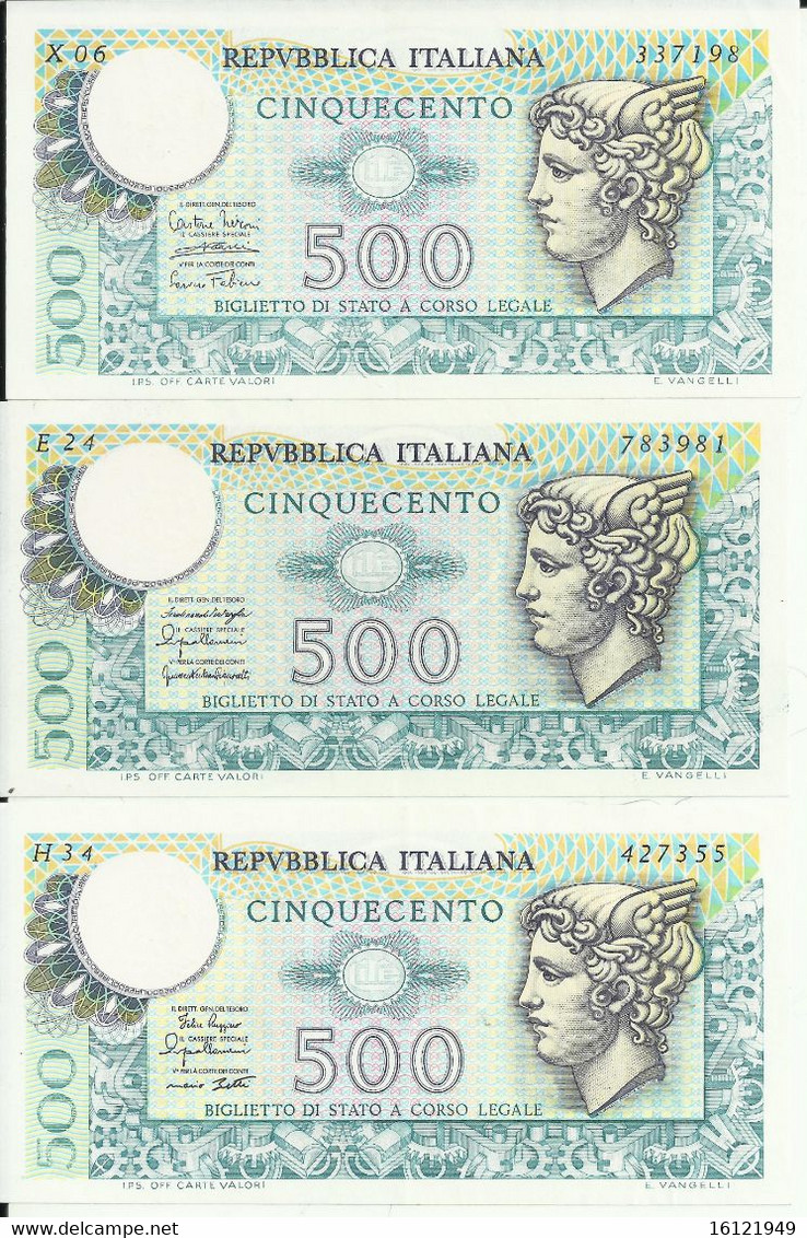 Z37 -TRIS DI 500LIRE FIRME DIFFERENTI - 500 Lire