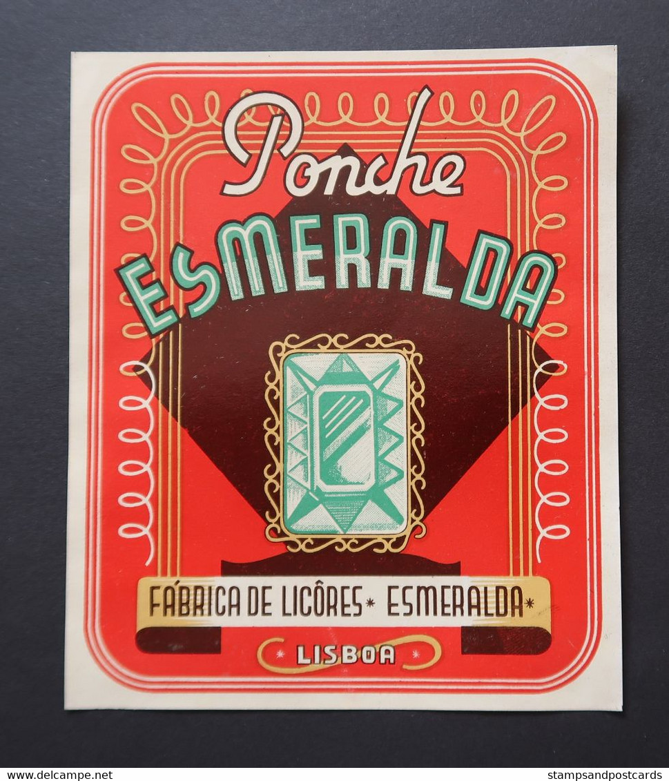 Portugal Etiquette Ancienne Ponche Esmeralda Punch Émeraude Lisboa Label Punch Emerald - Alcoholes Y Licores