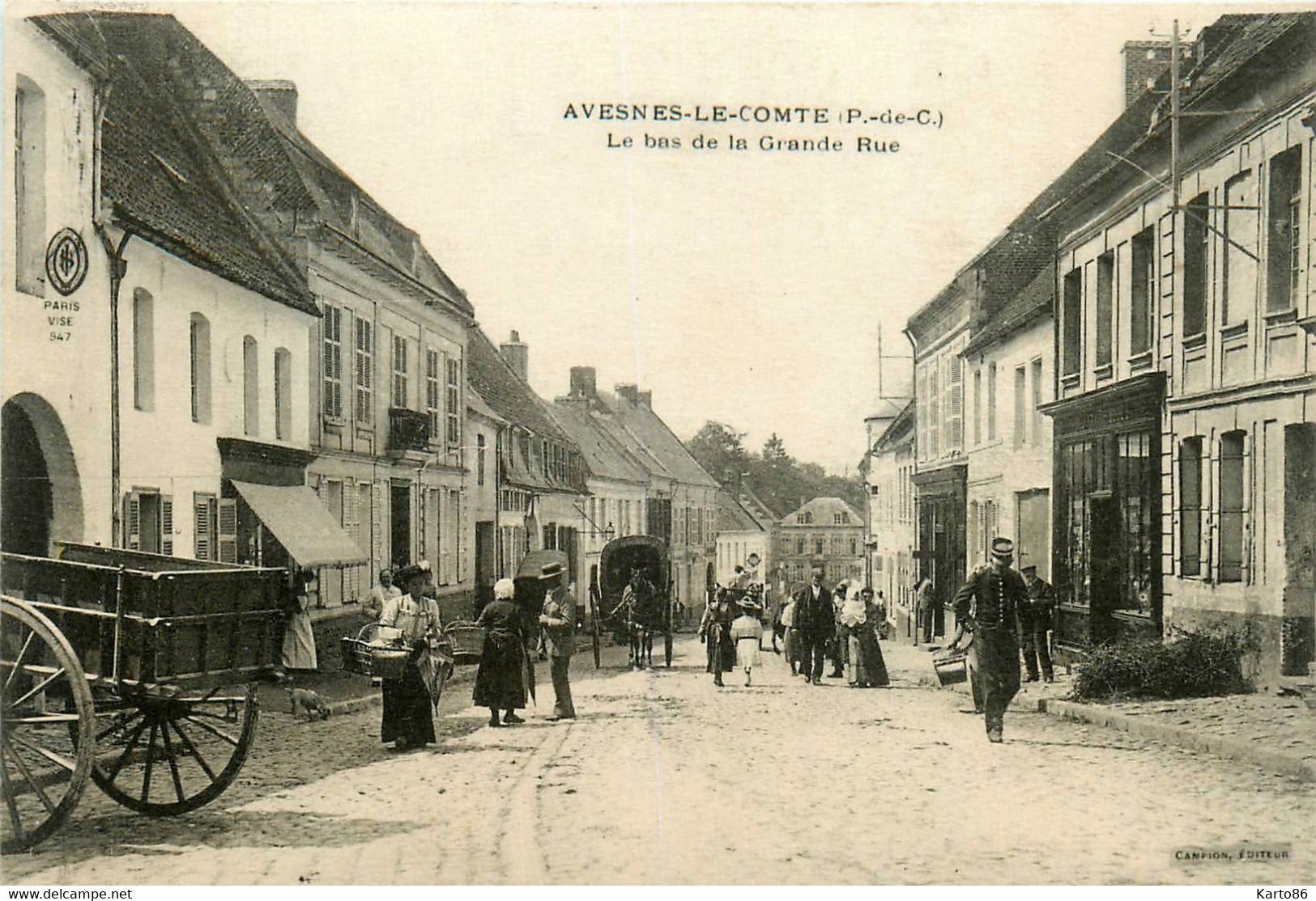 Avesnes Le Comte * Le Bas De La Grande Rue Du Village * Villageois Attelage - Avesnes Le Comte