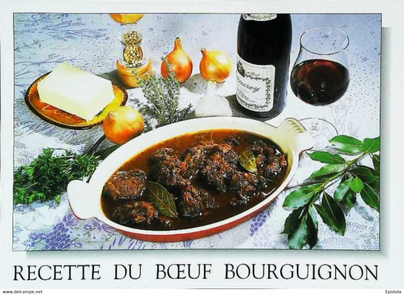 ►  CPSM Recette Boeuf Bourguignon - Recettes (cuisine)