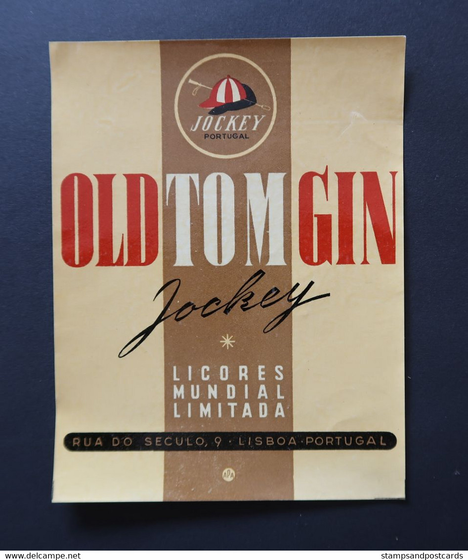 Portugal Etiquette Ancienne Old Tom Gin Jockey Lisboa Label Gin - Alkohole & Spirituosen